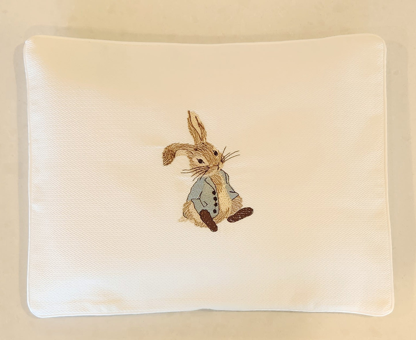 'Solemn Peter' 2pc Bassinet Sheet Set, embroidered Peter Rabbit on Ivory Sheets