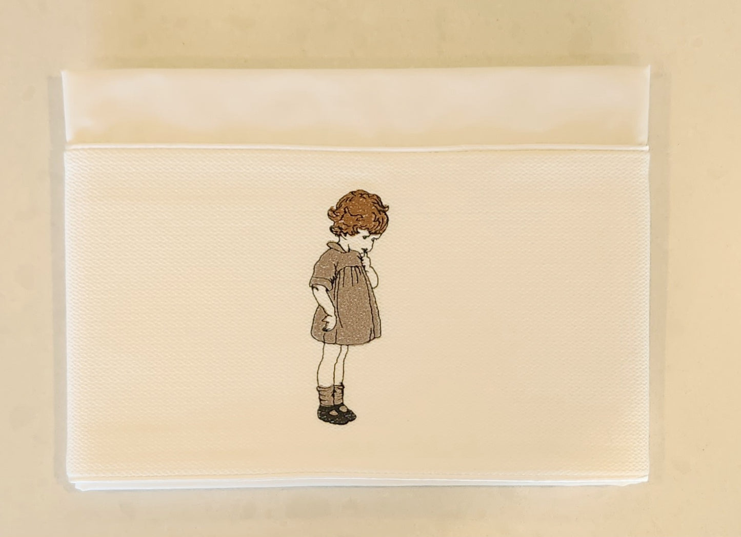 'Just Thinking..." 2pc Bassinet Sheet Set, Embroidered on Ivory Jacquard
