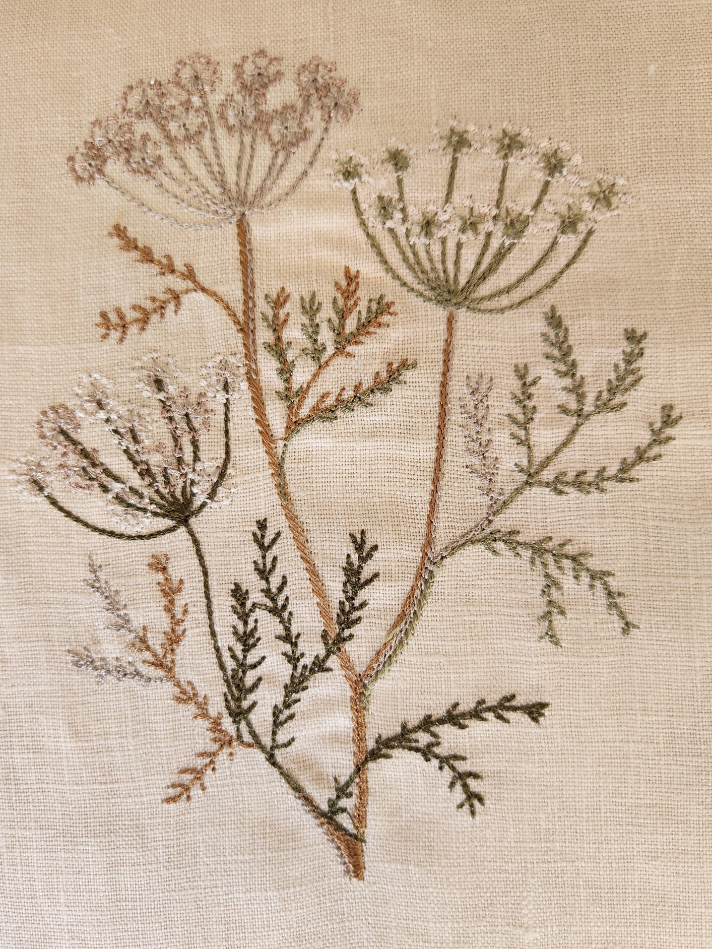 Exclusive Baby Wrap & Pillowcase Set, Natural Linen with embroidered Floral Branch