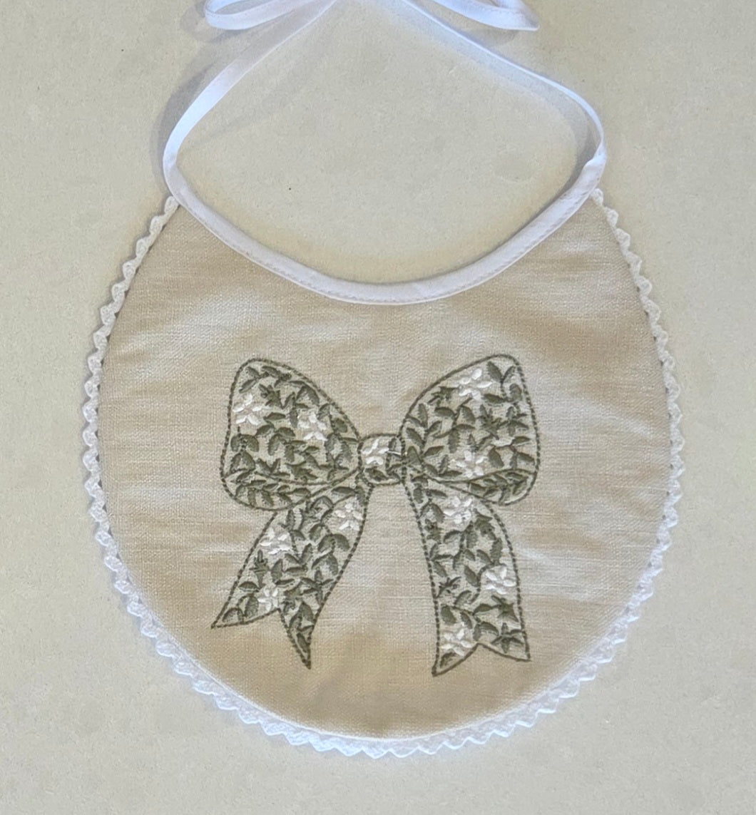 Embroidered Baby Bib, Floral Bow