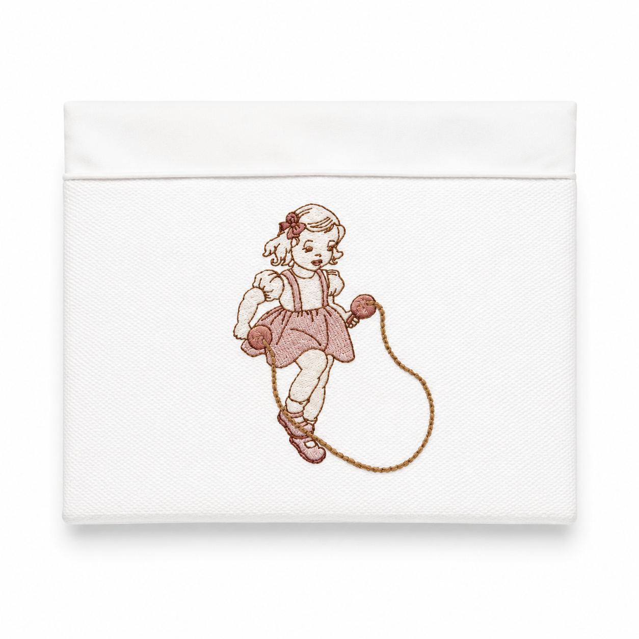 'Skip to my Lou' 2pc Bassinet Sheet Set, Embroidered on Ivory Jacquard