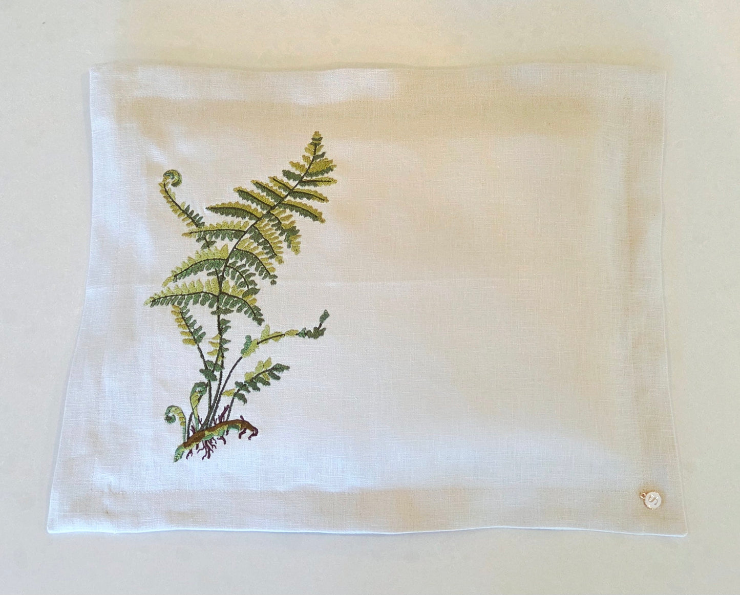 Exclusive Baby Wrap & Pillowcase Set, Natural Linen with embroidered ferns