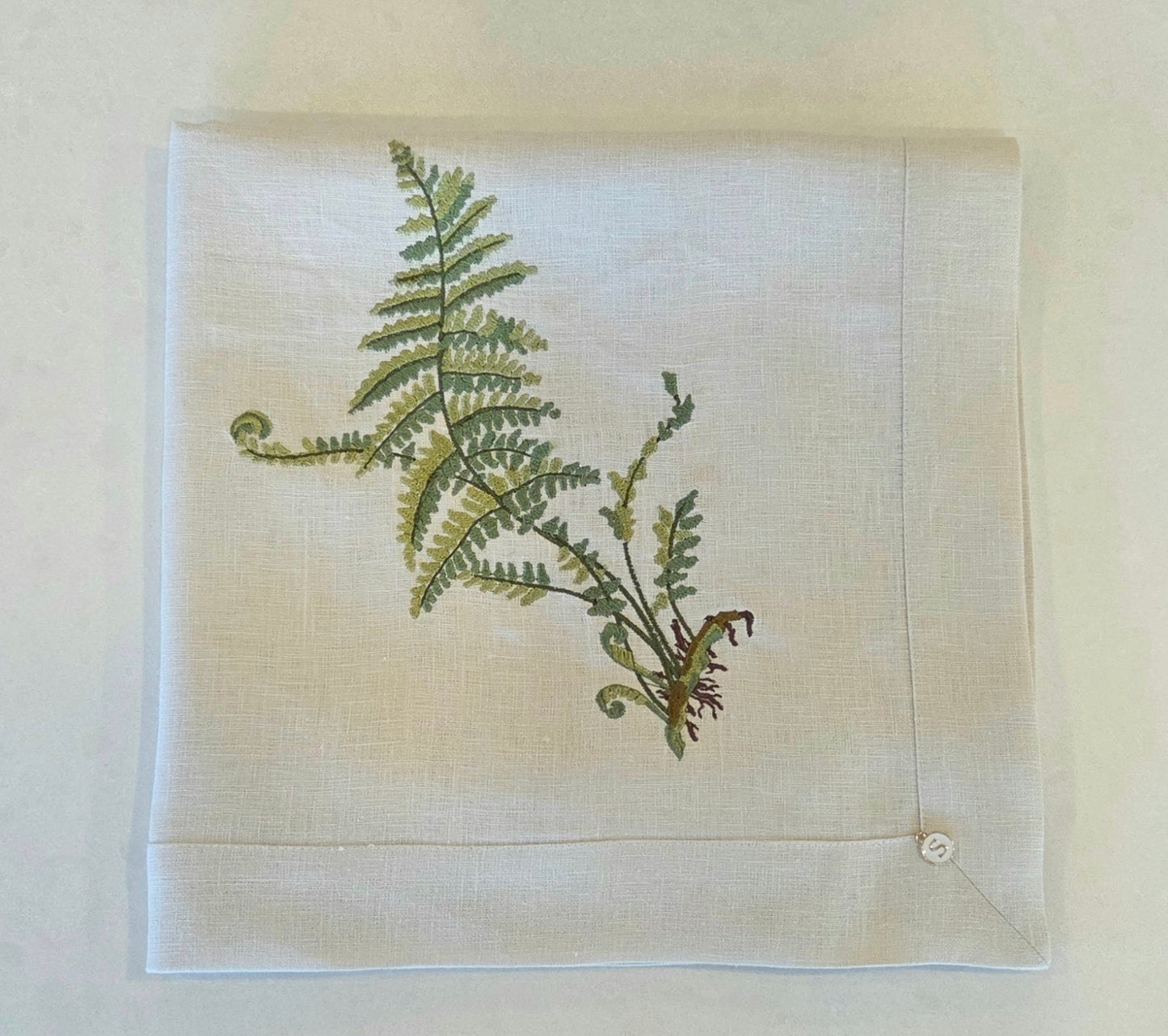 Exclusive Baby Wrap & Pillowcase Set, Natural Linen with embroidered ferns