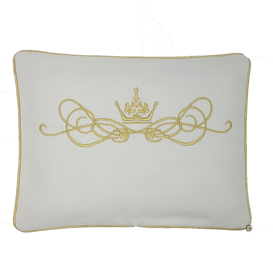 'My Oh My' Golden Crown Embroidered Pillowcase - Gold on Ivory