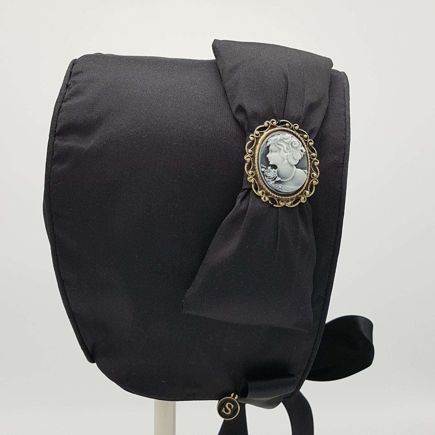 Exclusive Silk Dupion Bonnet with Cameo & Bow
