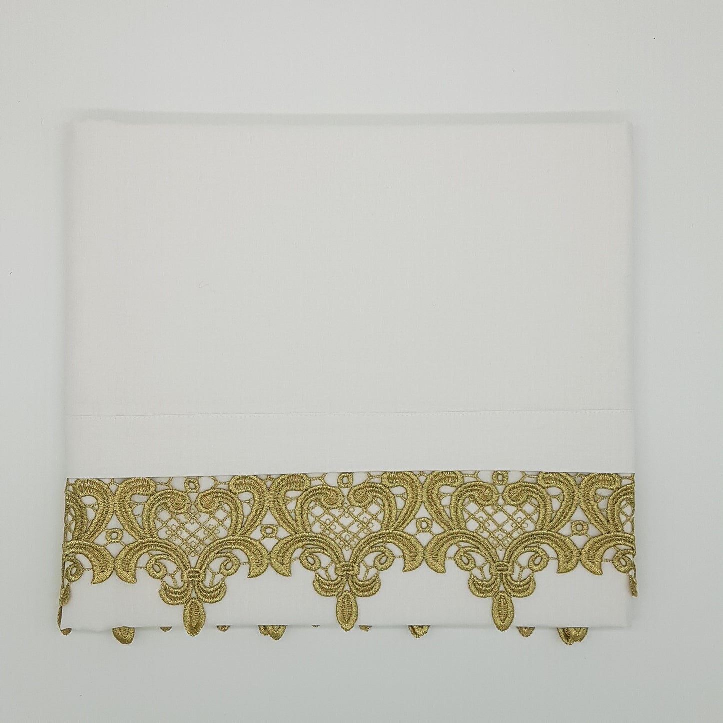 2pc Bassinet/Pram Sheet Set, Ivory with Gold Fleur de Lis Lace Trim