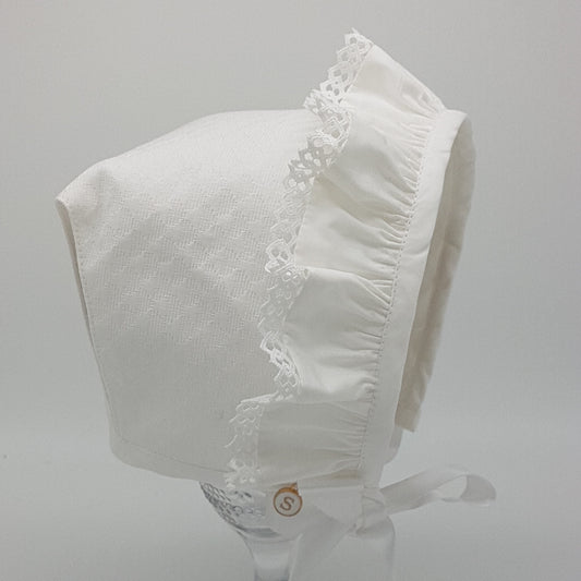 Exclusive Bonnet, White Jacquard / T-Bar Style