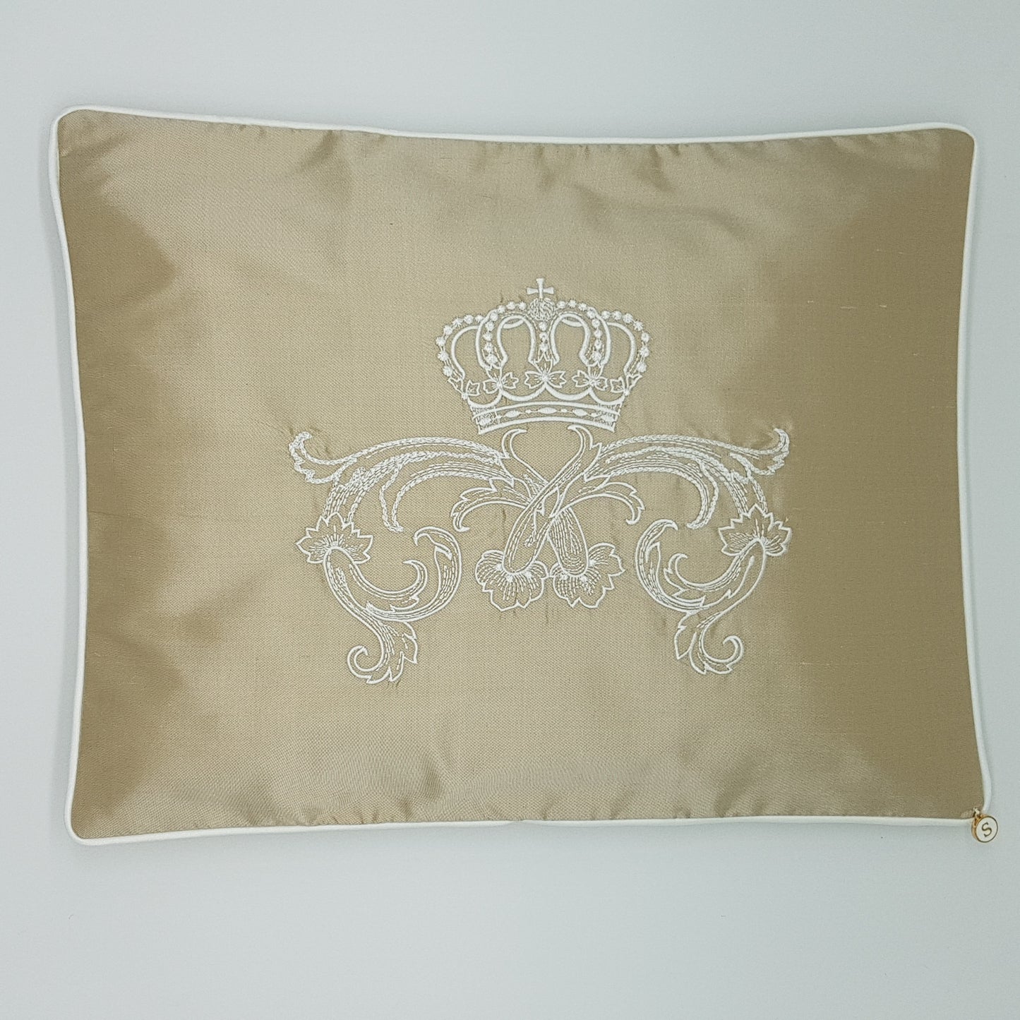 Limited Edition Baby Wrap and Pillowcase Set, Coffee Silk with cream embroidery