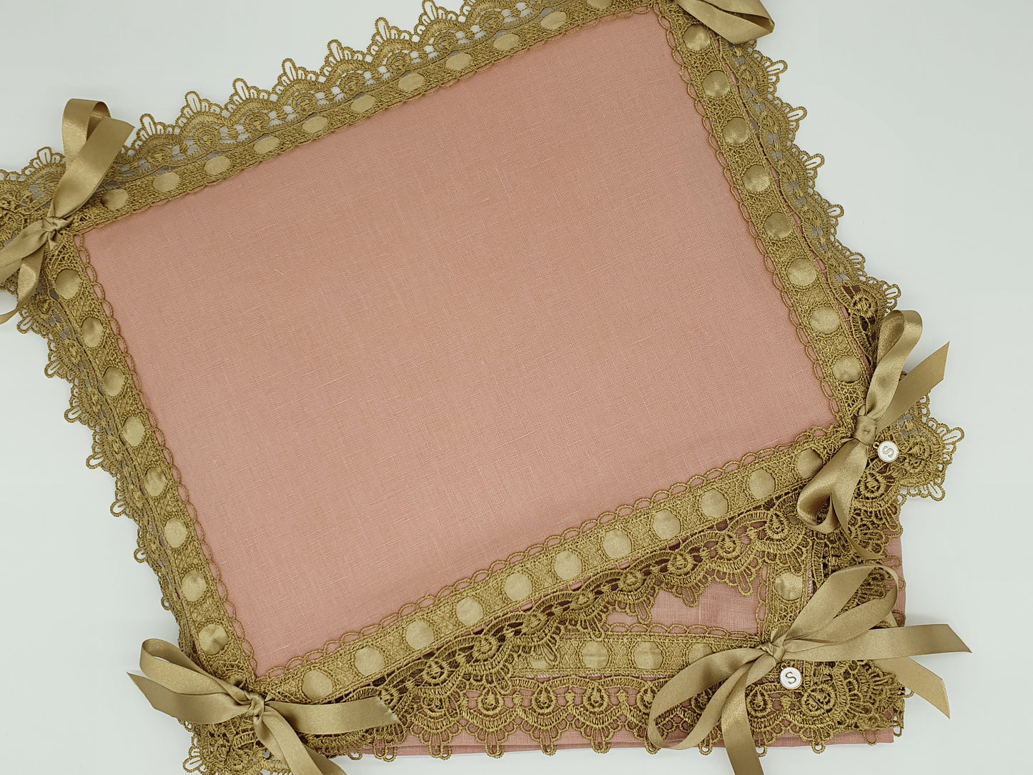 Limited Edition Linen Wrap & Pillowcase Set, Vintage Rose with Gold