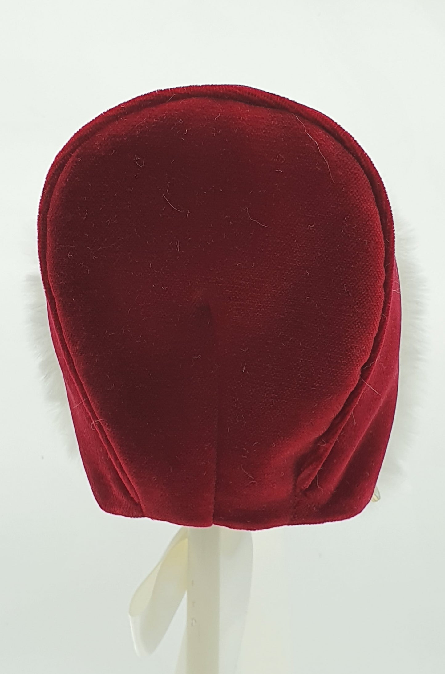 Exclusive Bonnet, Maroon Velvet with Ivory Fur brim