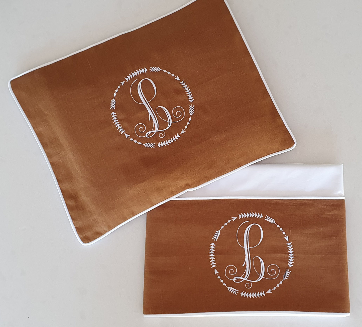 2pc Bassinet Sheet Set, Personalised Embroidery on Linen