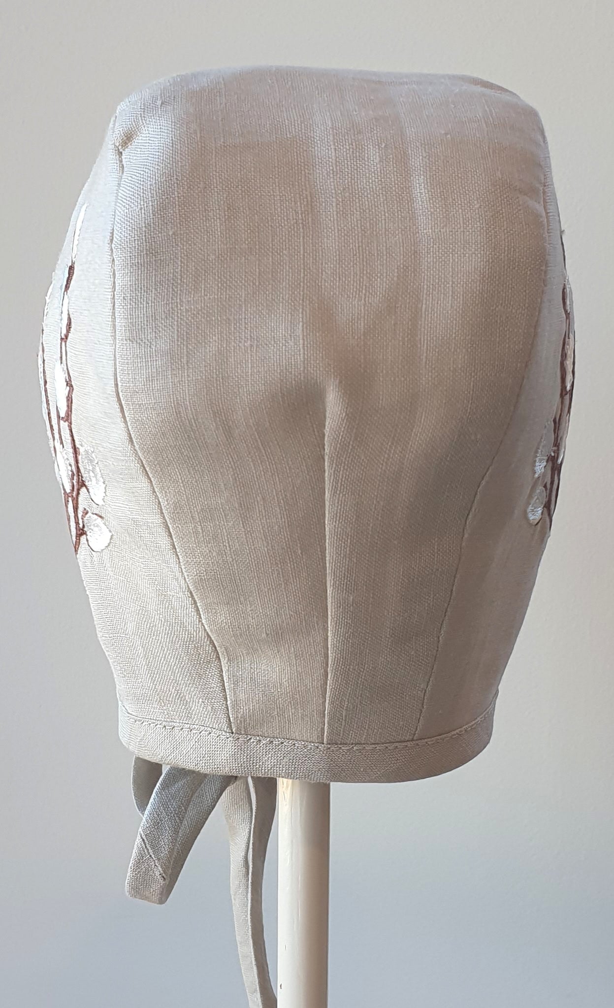 Exclusive Linen Wrap & Pillowcase Set, Natural Linen with Ivory embroidered Pussy Willow Branch