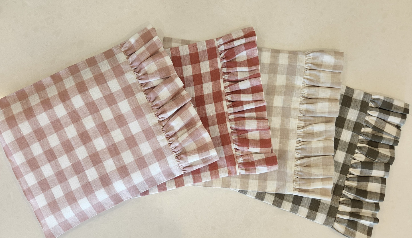 Frilly Gingham Bassinet/Pram Pillowcase