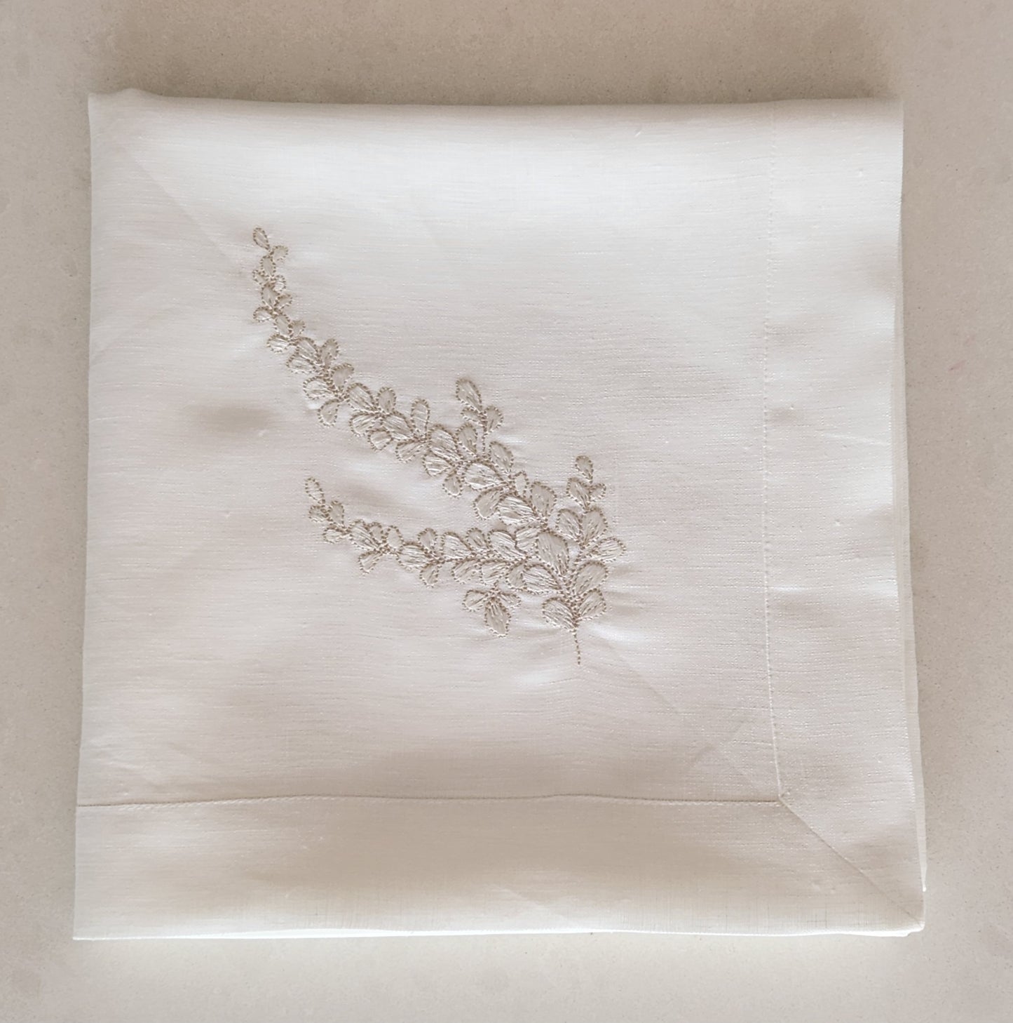 Exclusive Baby Wrap & Pillowcase Set, Ivory Linen with Ivory/Natural embroidered vine