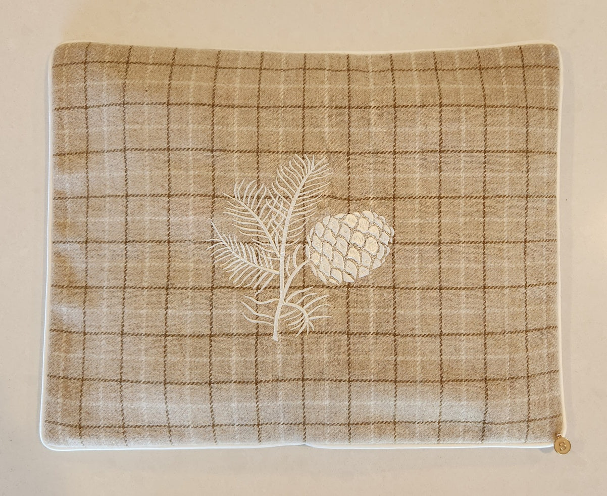 'Wrapt by the fireside' Wool Blend Wrap & Pillowcase Set, Coffee Check