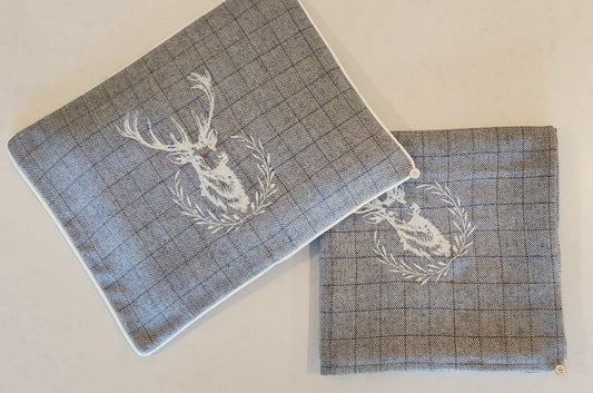 'Stately Affair' Wool Blend Wrap & Pillowcase Set, Blue Plaid
