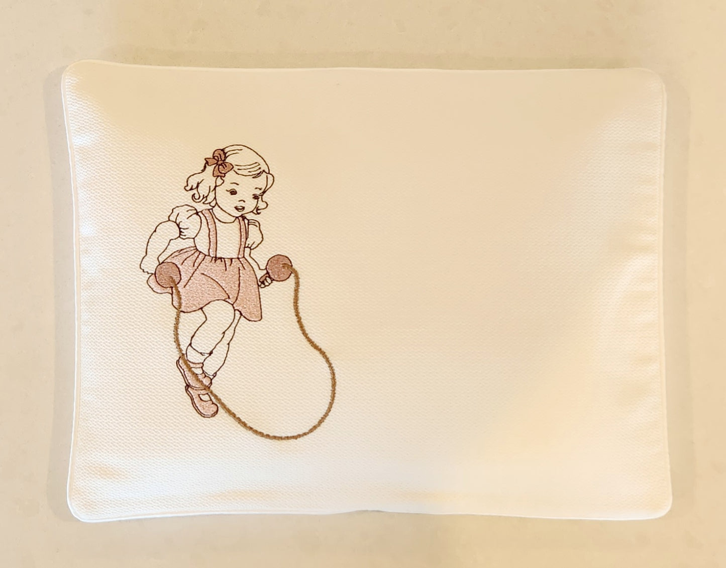 'Skip to my Lou' 2pc Bassinet Sheet Set,  Embroidered on Ivory Jacquard
