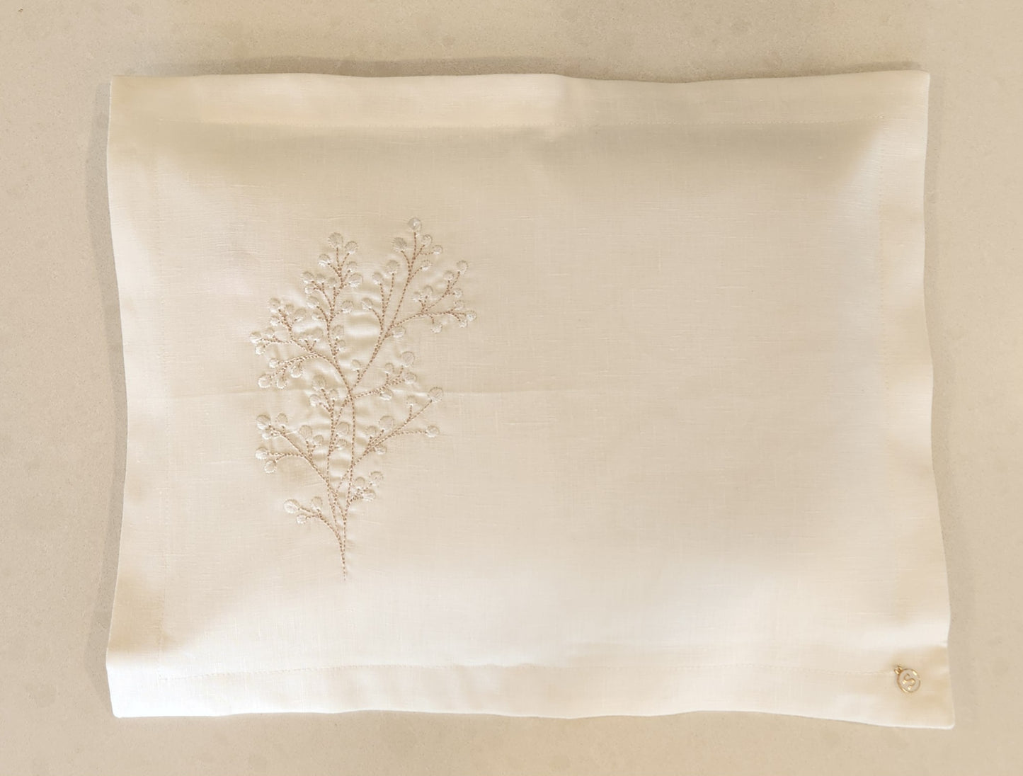 Exclusive Baby Wrap & Pillowcase Set,  Ivory Linen with embroidered Floral Spray