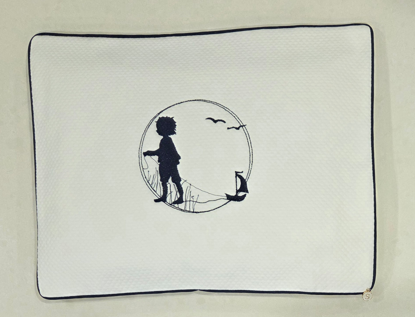'Lil Sailor Boy' 2pc Bassinet Sheet Set,  Navy on White