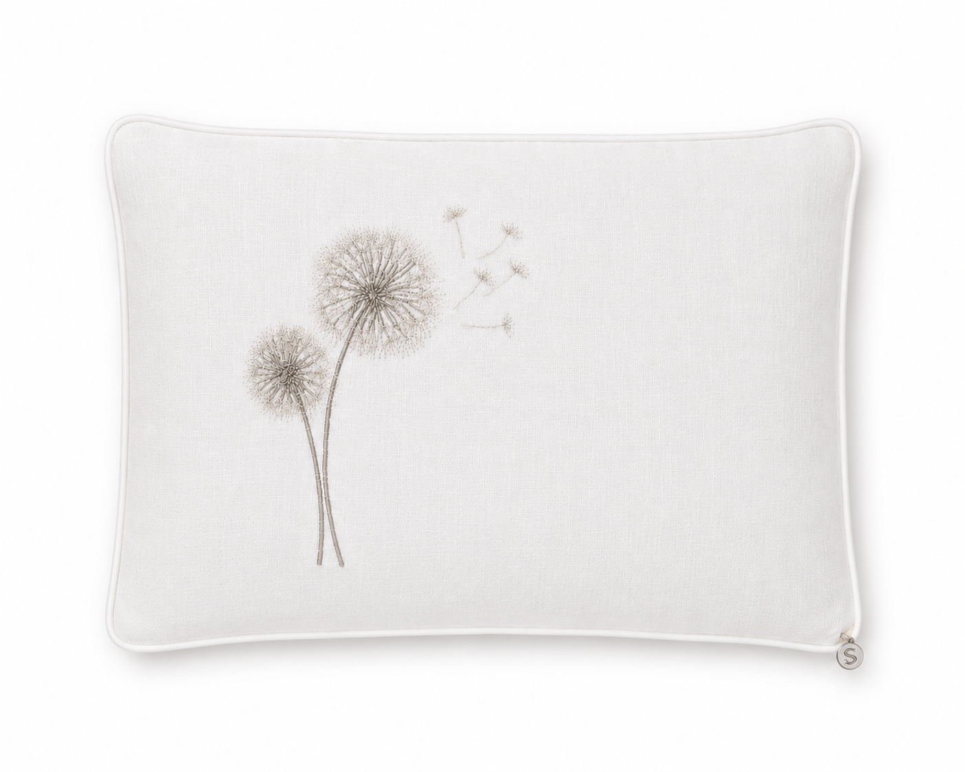 'Blowin in the wind' Embroidered Pillowcase,  Greys on White Linen