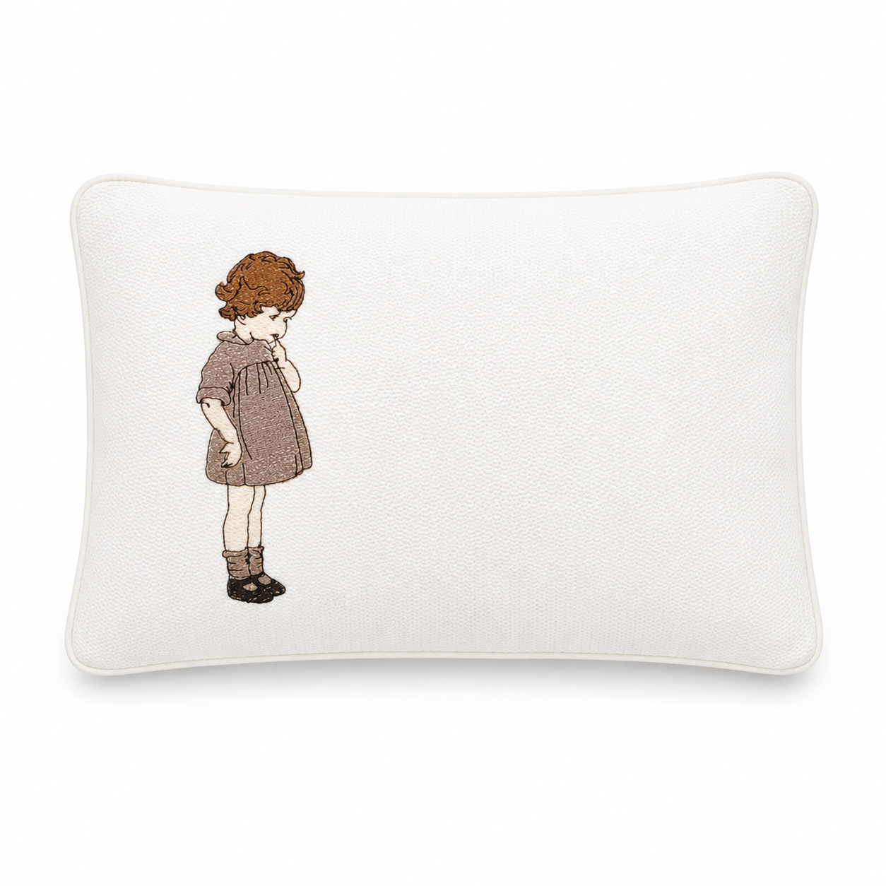 'Just Thinking..." 2pc Bassinet Sheet Set, Embroidered on Ivory Jacquard