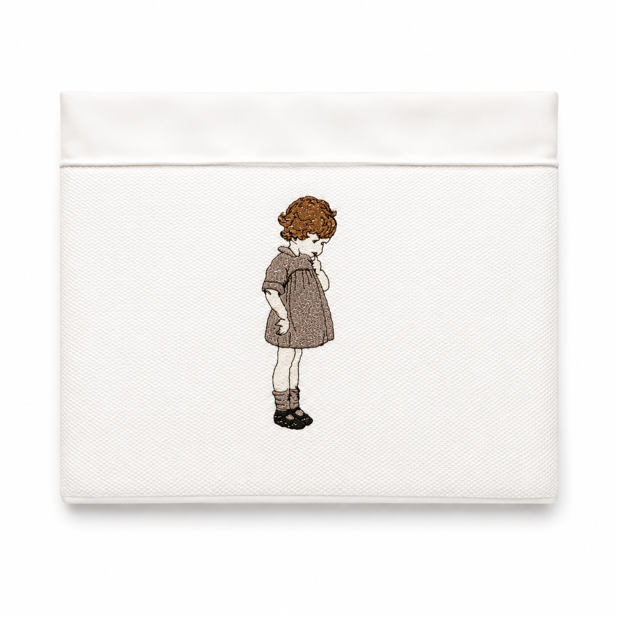 'Just Thinking..." 2pc Bassinet Sheet Set, Embroidered on Ivory Jacquard