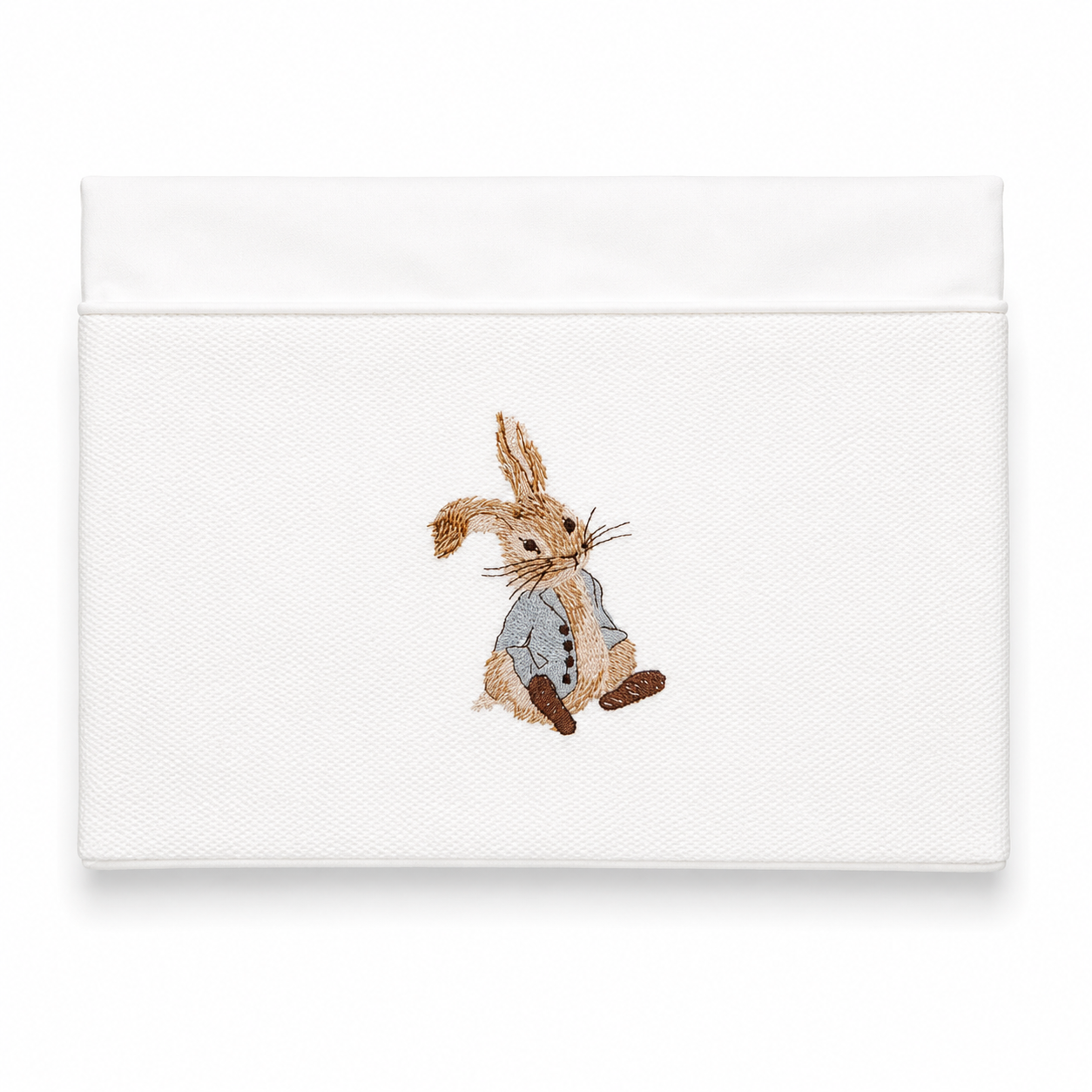 'Solemn Peter' 2pc Bassinet Sheet Set, embroidered Peter Rabbit on Ivory Sheets
