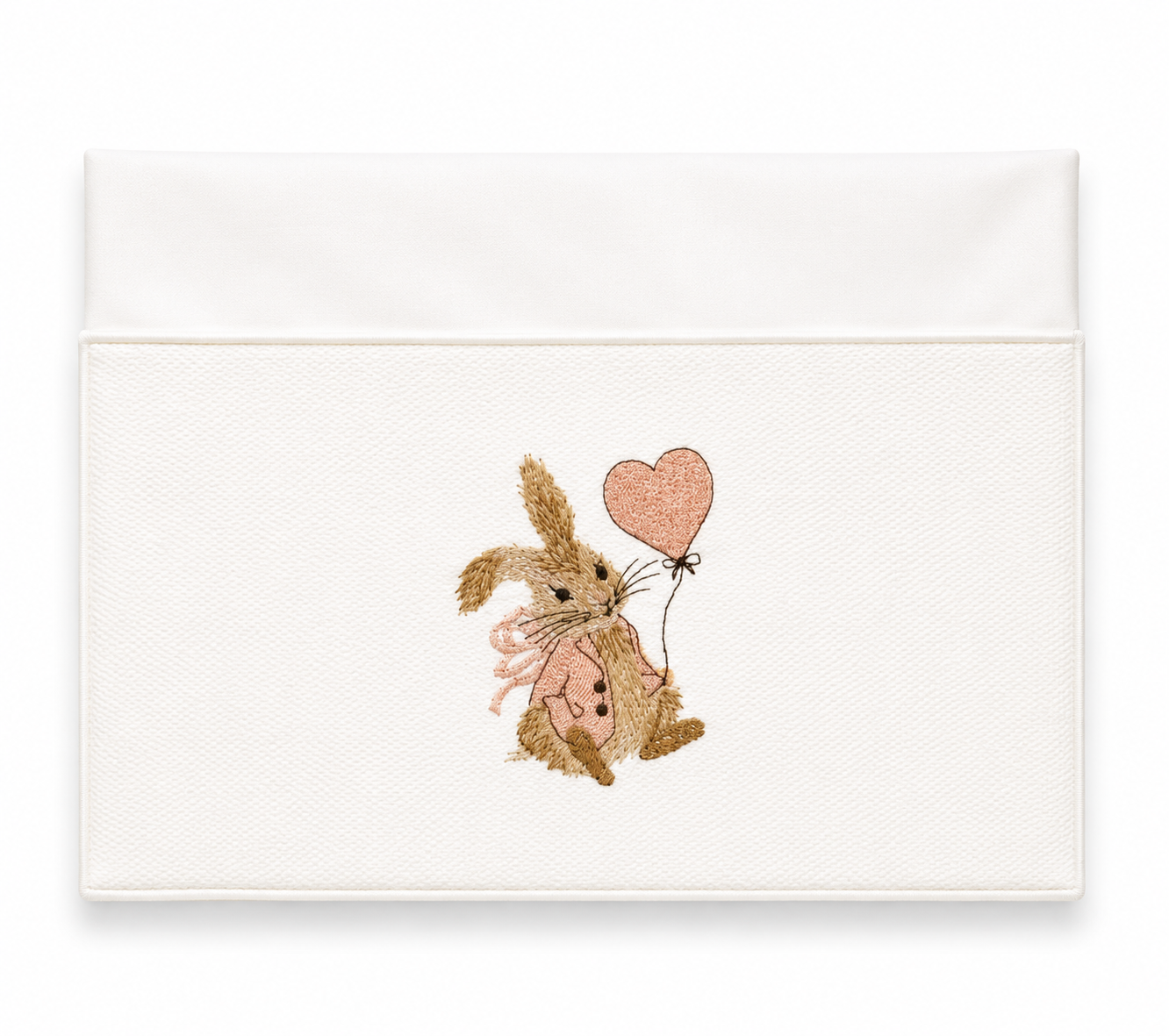 'Lily and her Balloon' 2pc Bassinet Sheet Set, Embroidered Lily Bobtail on Ivory sheets