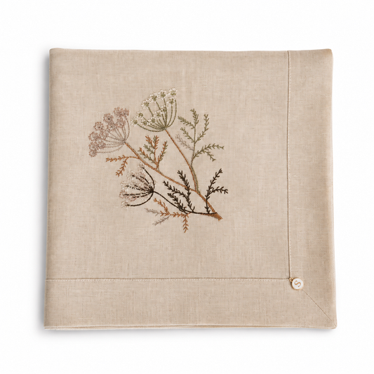Exclusive Baby Wrap & Pillowcase Set, Natural Linen with embroidered Floral Branch