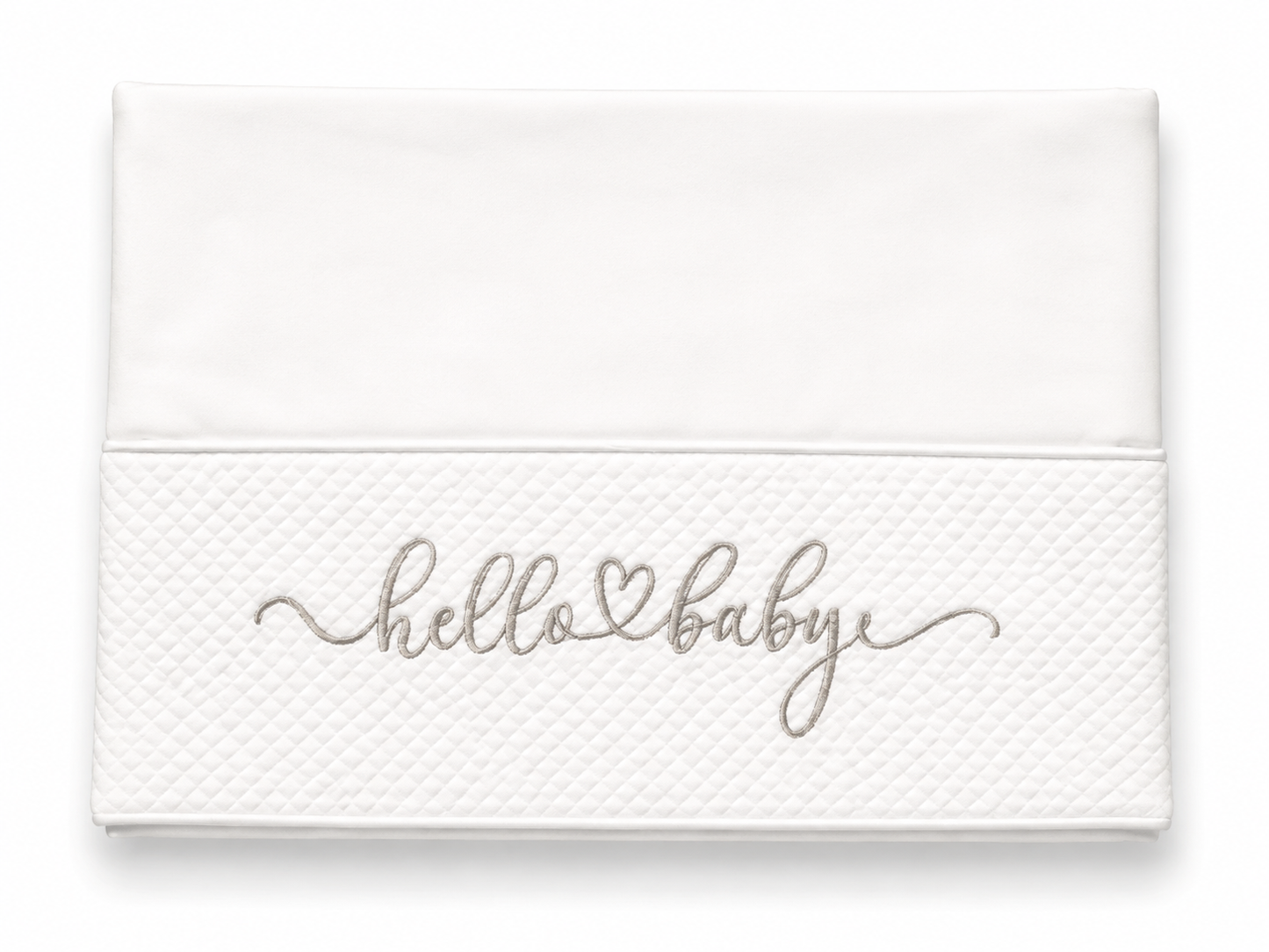'Hello Baby' 2pc Bassinet / Pram Sheet Set,  Warm Grey on White