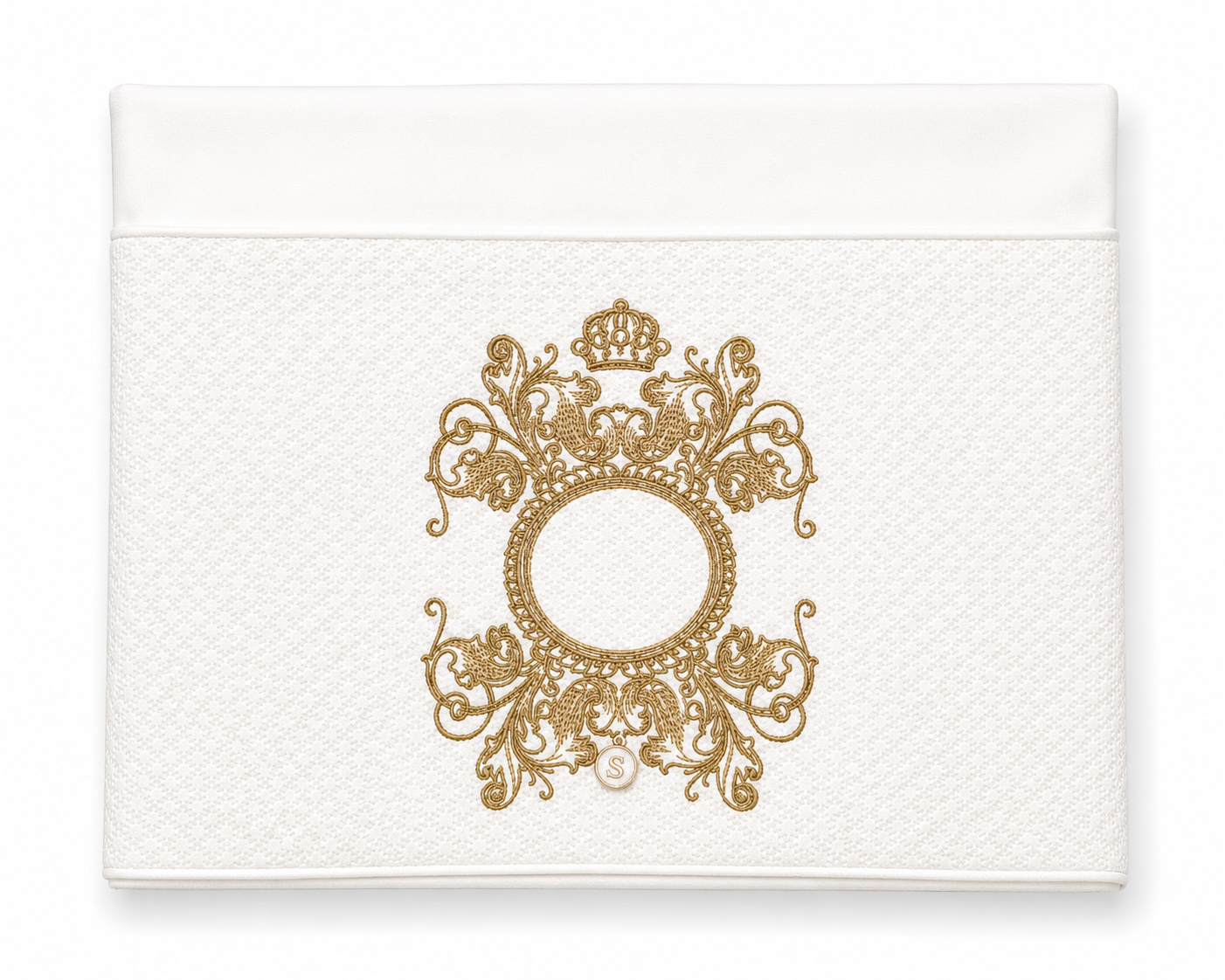 'The Crown is Hers' 2pc Bassinet Sheet Set,  Gold Embroidery on White Jacquard
