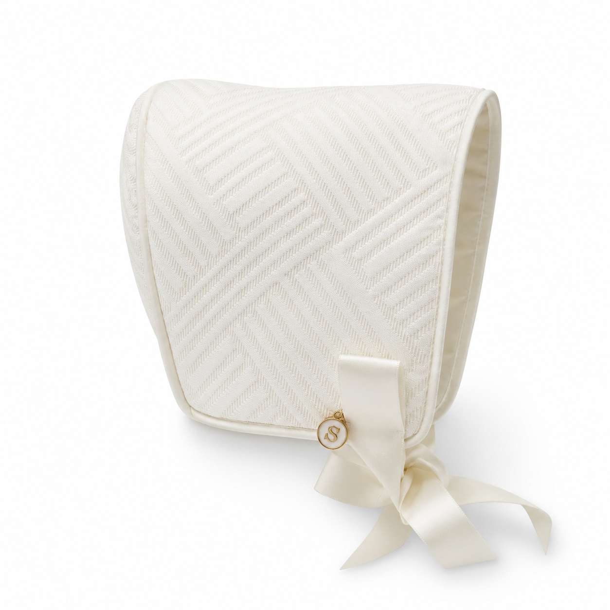 Exclusive Bonnet, Ivory Jacquard with piping