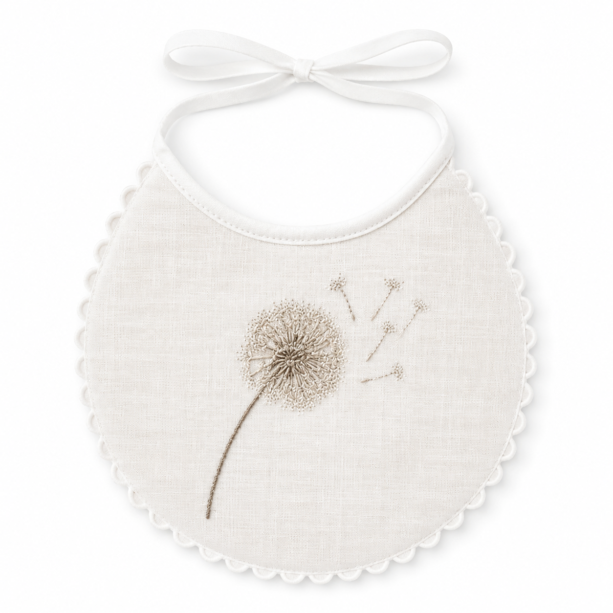 Embroidered Baby Bib, Dandelions