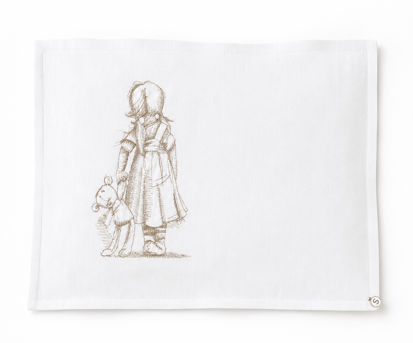 'My Lost Friend' Embroidered Pillowcase,  Coffee on White Linen