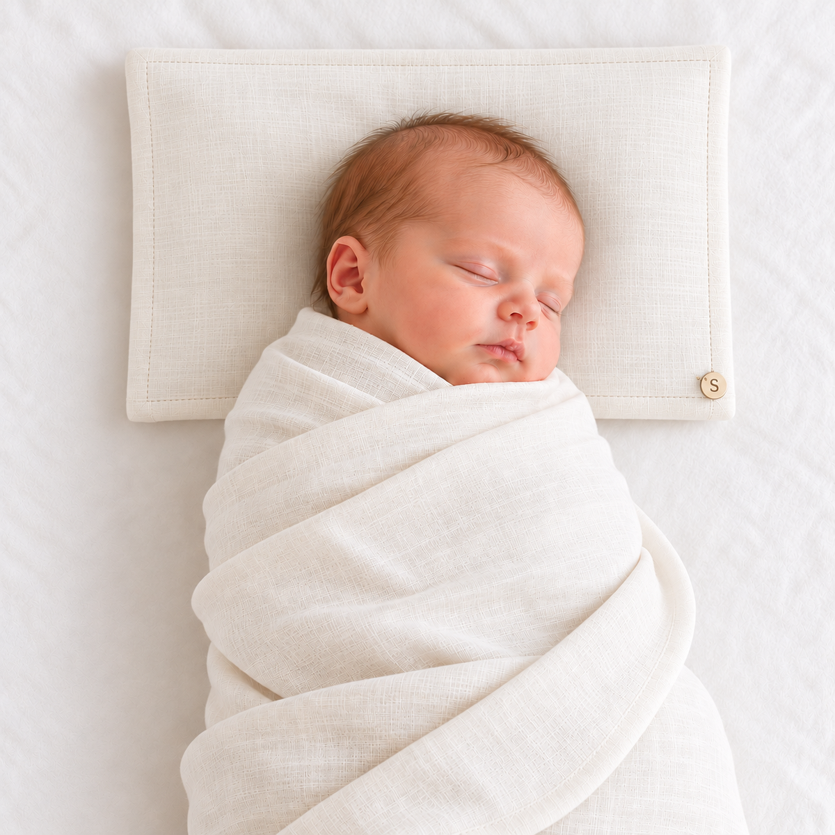 Exclusive Linen Baby Wrap & Pillowcase Set,  Ivory or White