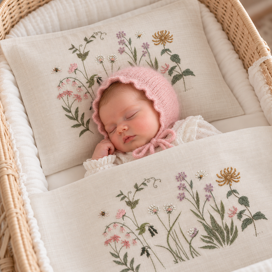 'My Cottage Garden' 2pc Bassinet/Pram Sheet Set