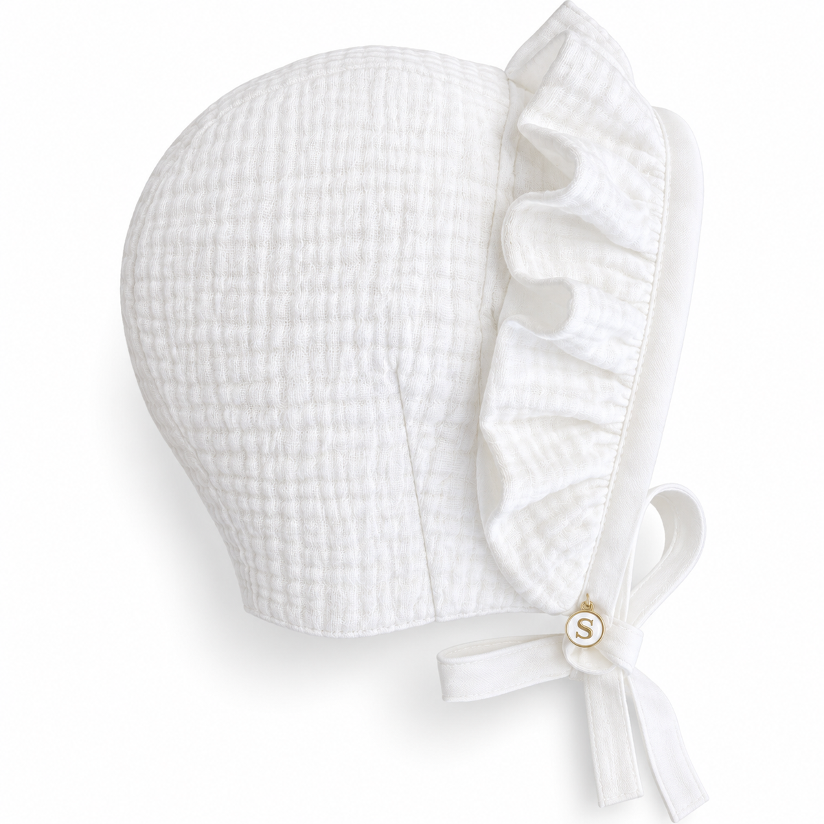 Exclusive Muslin Baby Bonnet,  Front Frill, Cap Style