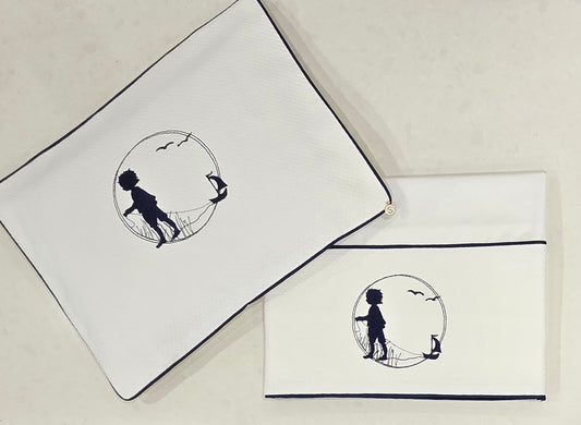 'Lil Sailor Boy' 2pc Bassinet Sheet Set,  Navy on White