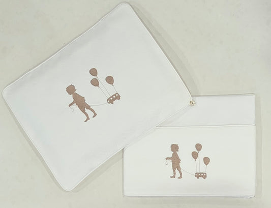 'Birthday Balloons' 2pc Bassinet Sheet Set,  Taupe on Ivory
