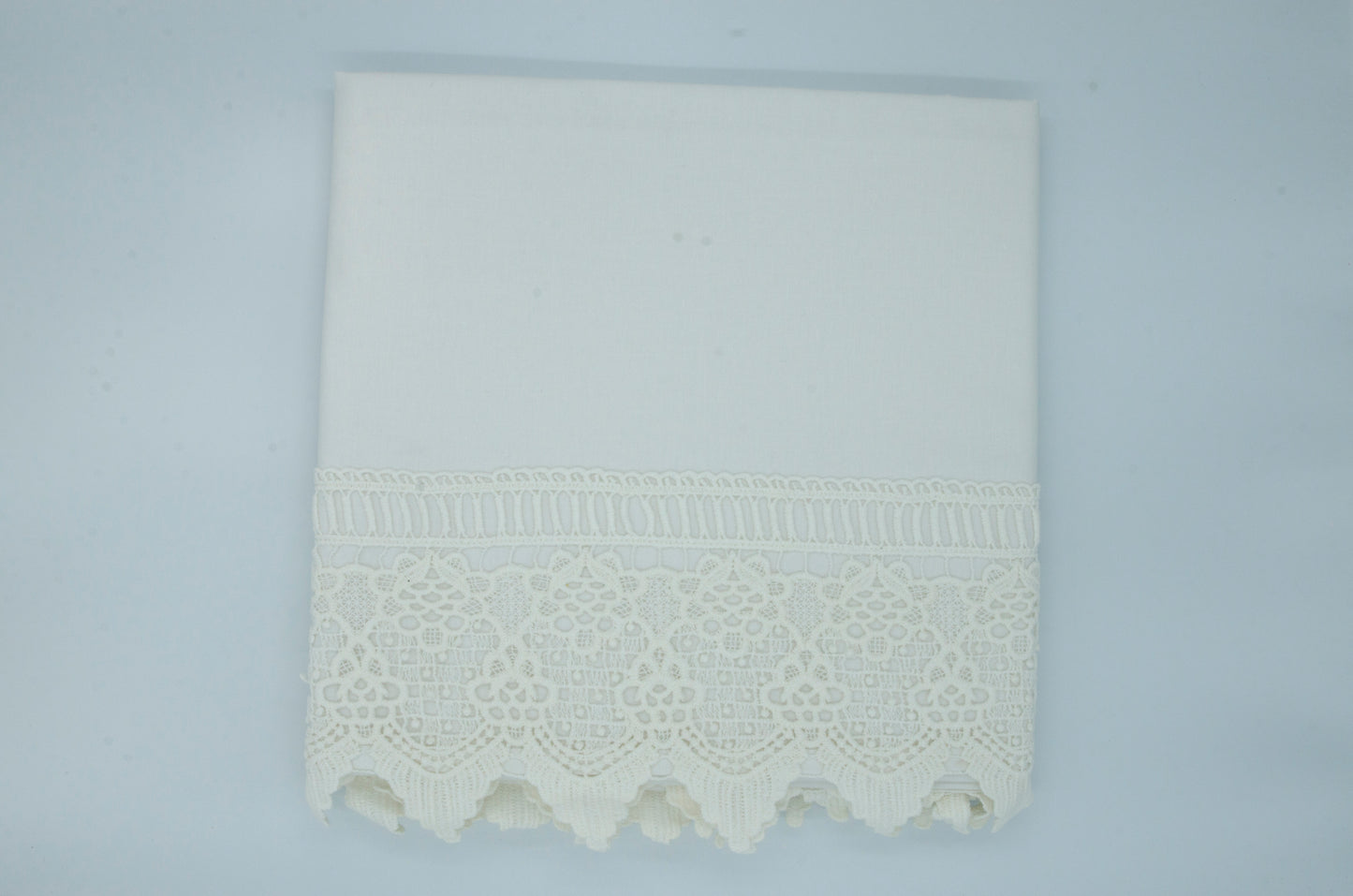 2pc Cot Sheet Set, Ivory Lace Trim