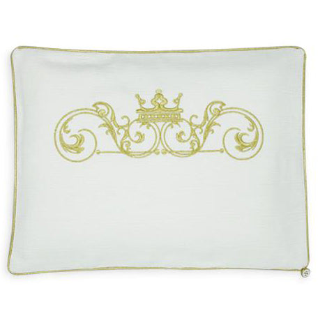 'Crown Carriage' 2pc Embroidered Bassinet Sheet Set Gold on Ivory