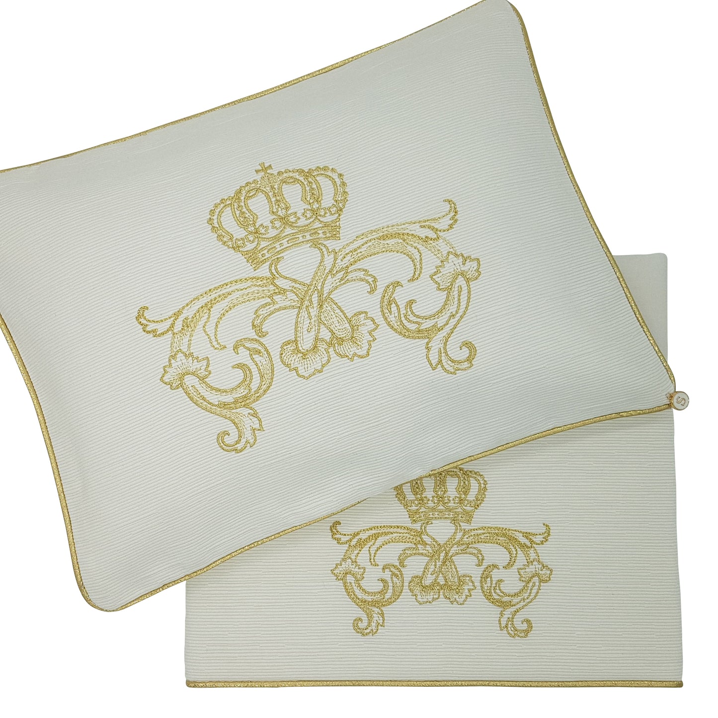 'Crown Royale' 2pc Bassinet Sheet Set, Embroidered Gold on Ivory