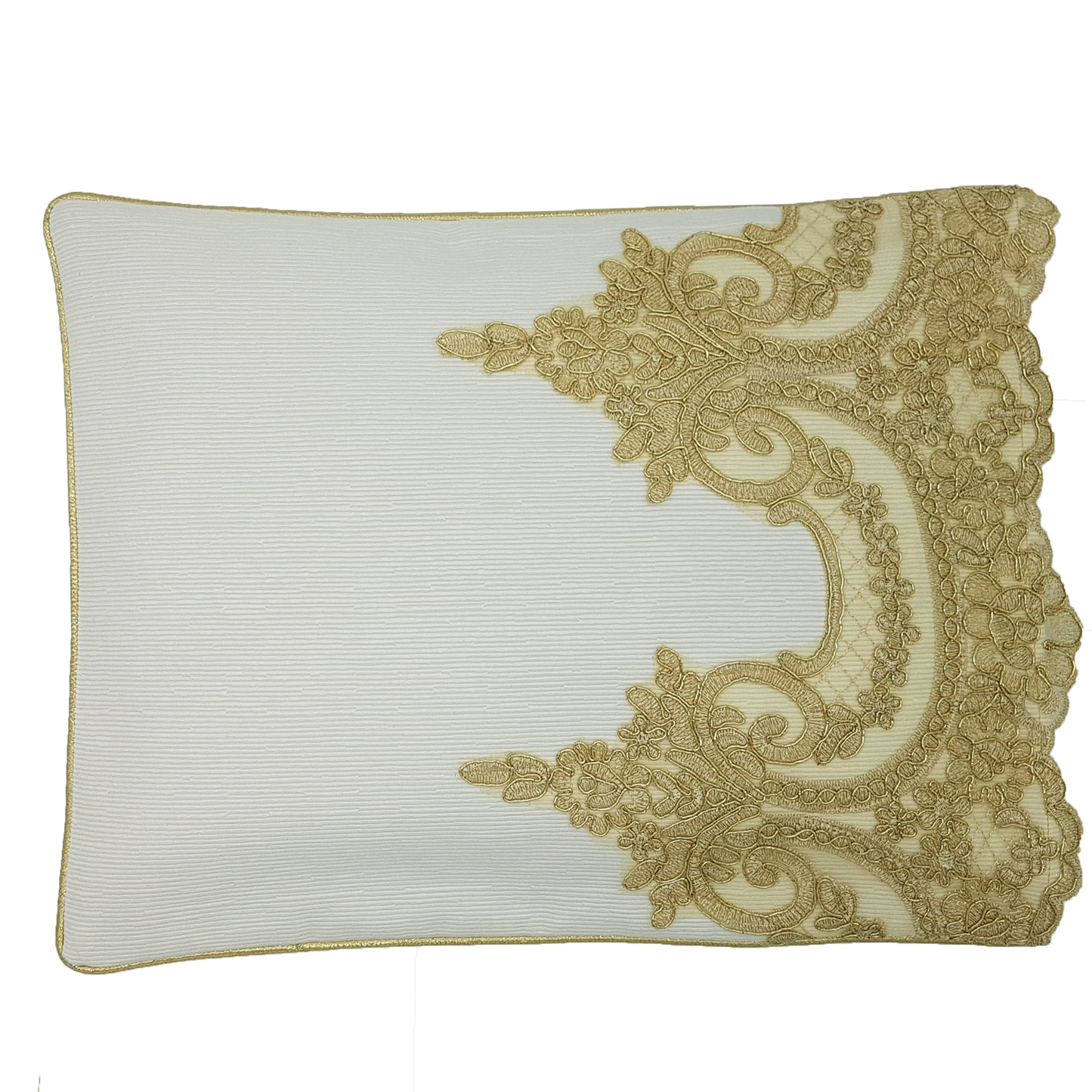 Exclusive Gold Lace Pillowcase, Ivory Ottoman