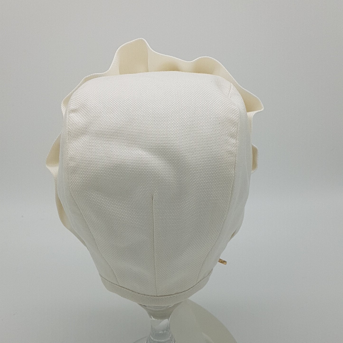 Exclusive Bonnet, Ivory Silk, Cap style with frill and pearl trim