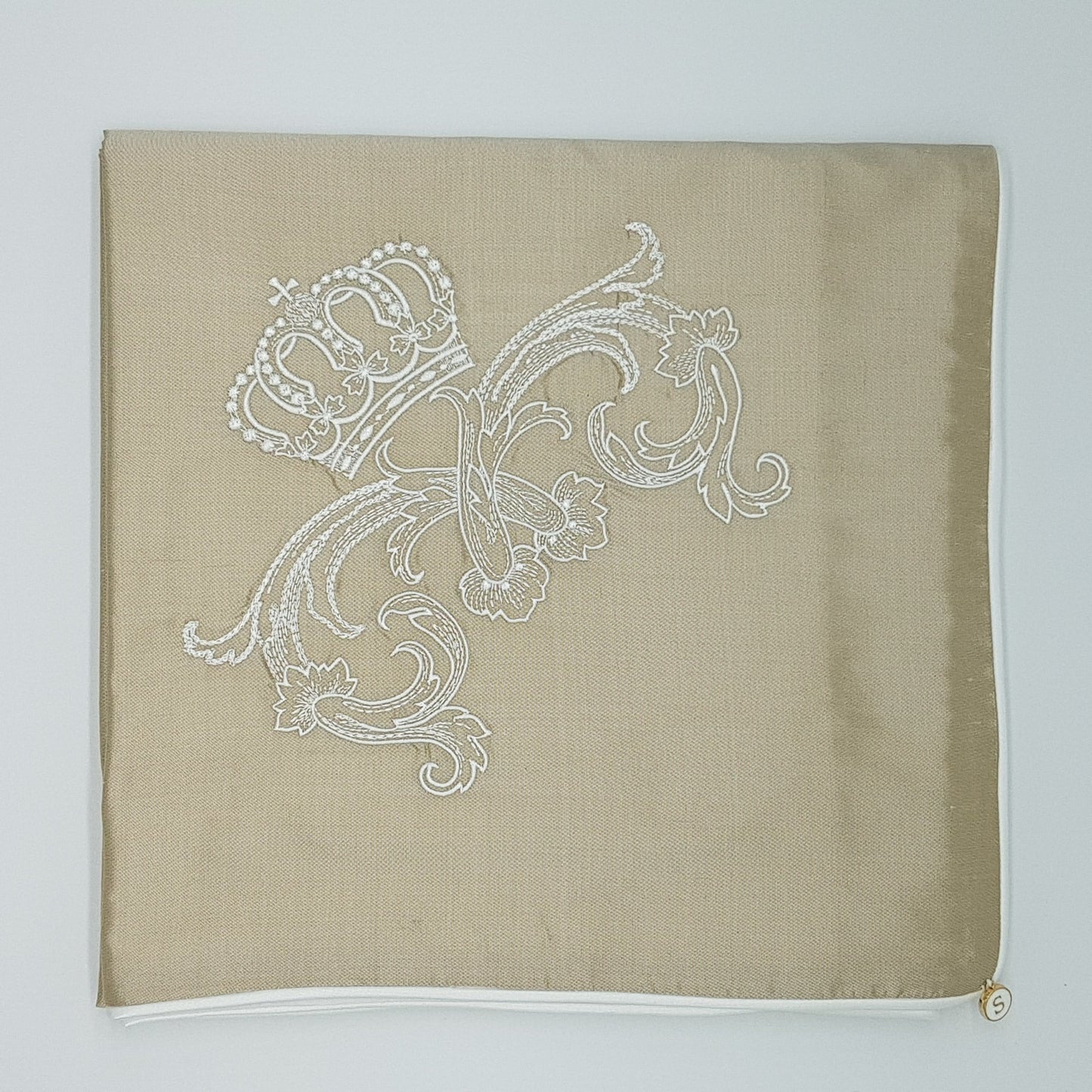 Limited Edition Baby Wrap and Pillowcase Set, Coffee Silk with cream embroidery