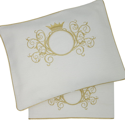 'Gold Splendour' 2pc Embroidered Bassinet Sheet Set, Gold on Ivory