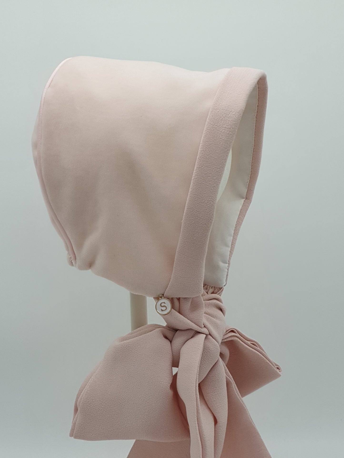 Exclusive Bonnet, Soft Cotton Velvet with wide ties