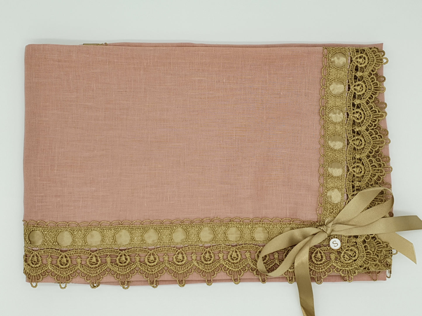 Limited Edition Linen Wrap & Pillowcase Set,  Vintage Rose with Gold