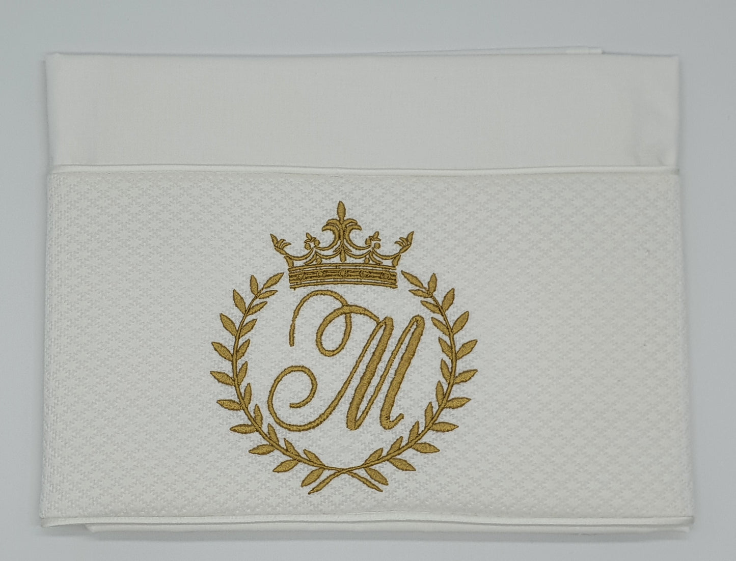 2pc Bassinet Sheet Set, Monogrammed Crown on White Jacquard