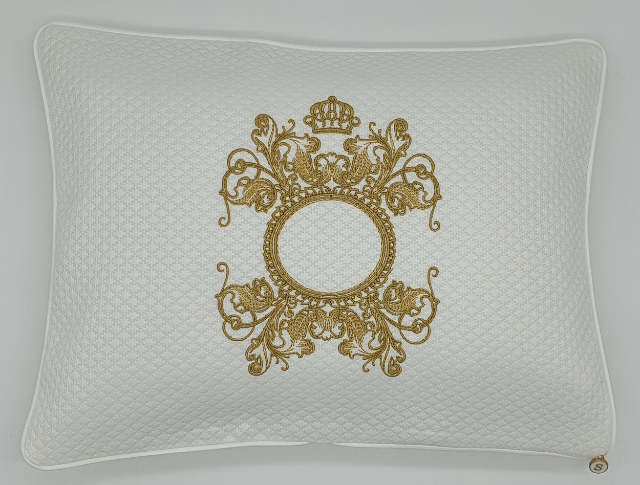 'The Crown is Hers' 2pc Bassinet Sheet Set,  Gold Embroidery on White Jacquard